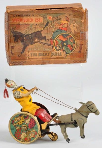 TIN LITHO LEHMANN BALKY MULE WIND-UP TOY.         