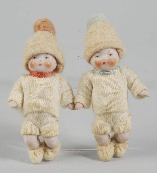 LOT OF 2: GERMAN ALL BISQUE CANDY BABIES IN BOX.  