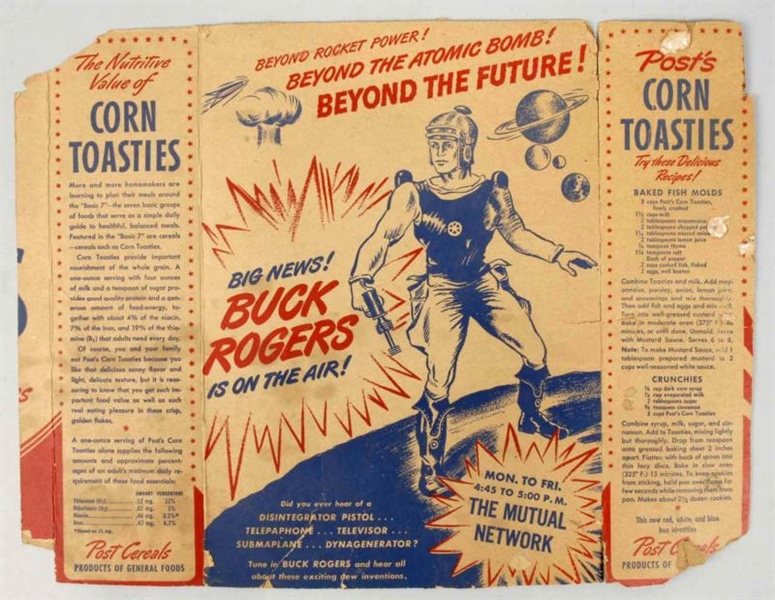 POST CORN TOASTIES BUCK ROGERS PARTIAL CEREAL BOX 