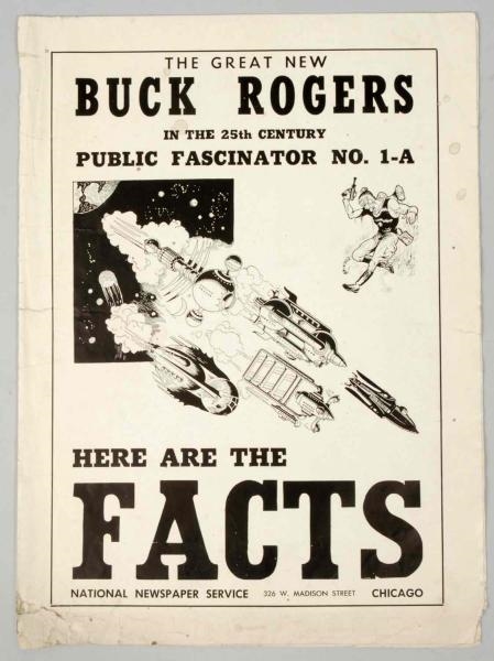 EXTREMELY RARE BUCK ROGERS NEWSPAPER PROMO.       