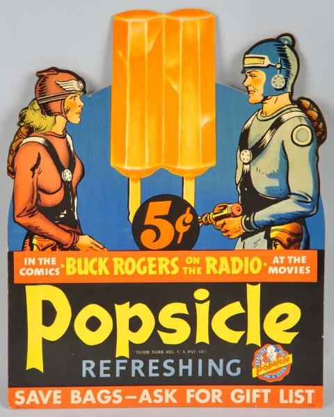 RARE BUCK ROGERS POPSICLE ADVERTISING SIGN.       