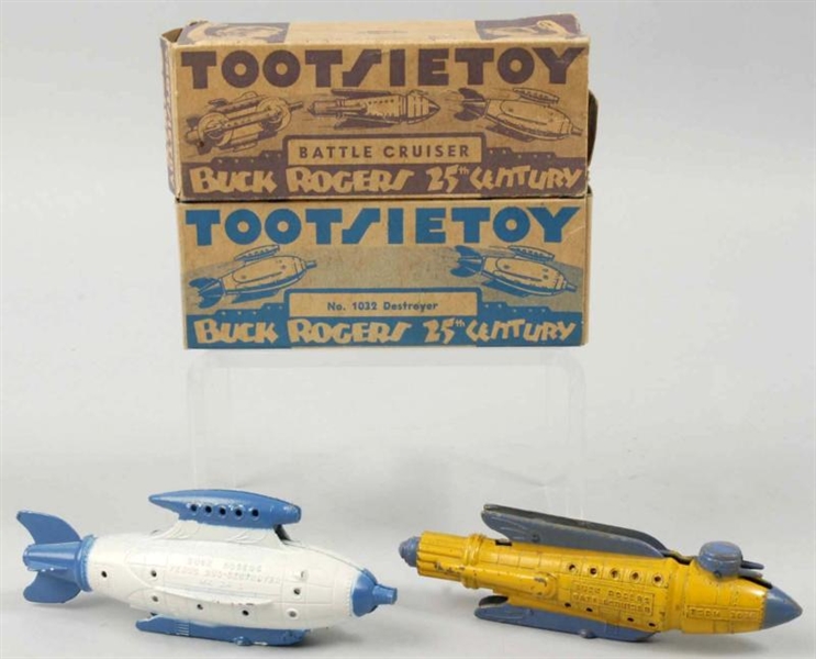 LOT OF 2: TOOTSIETOY BUCK ROGERS SPACESHIP TOYS.  