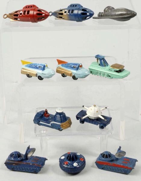 LOT OF 11: DIECAST SPACE VEHICLE TOYS.            