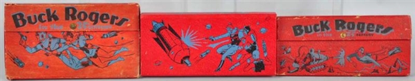 LOT OF 3: RED BUCK ROGERS PENCIL BOXES.           