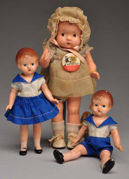 LOT OF 3: EFFANBEE COMPOSITION DOLLS.             