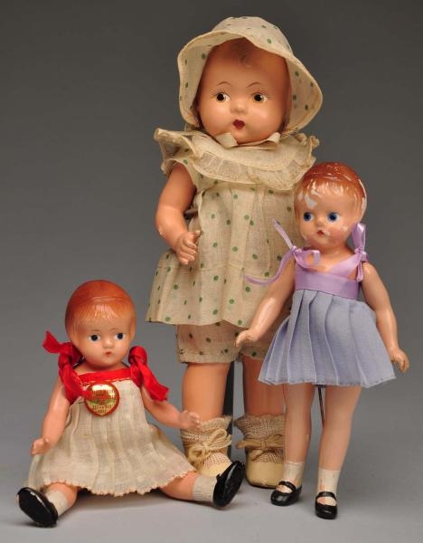 LOT OF 3: EFFANBEE COMPOSITION DOLLS.             