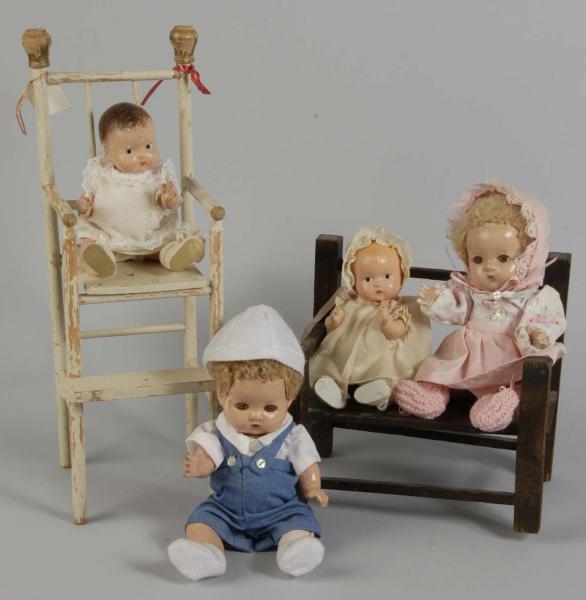 LOT OF 4: EFFANBEE COMPOSITION BABY DOLLS.        