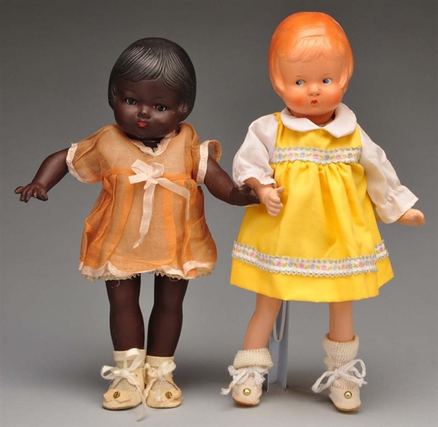 TWO GERMAN COMPOSITION PATSY-TYPE DOLLS.          