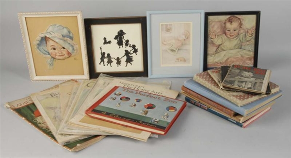 LOT OF VINTAGE BOOKS AND PICTURES.                