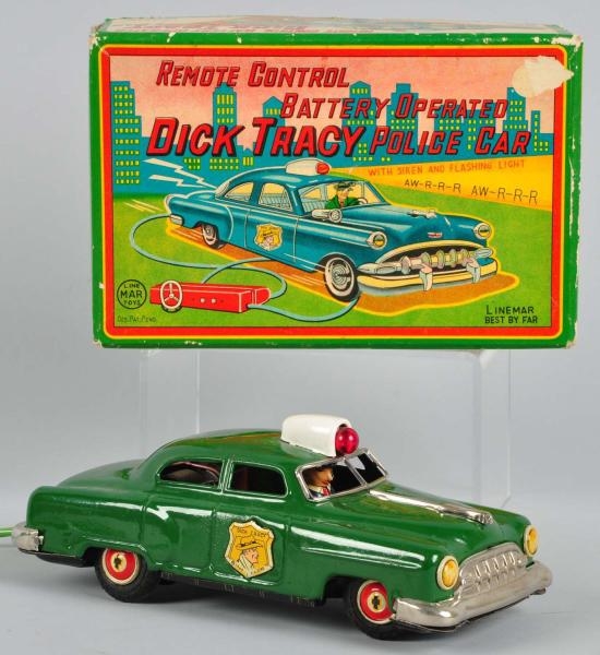 TIN LINEMAR DICK TRACY POLICE CAR WIND-UP TOY.    