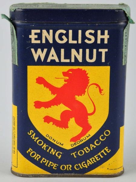 ENGLISH WALNUT POCKET TOBACCO TIN.                