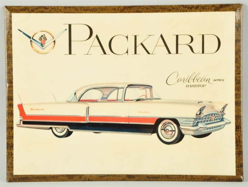 CELLULOID OVER TIN PACKARD EASEL BACK SIGN.       