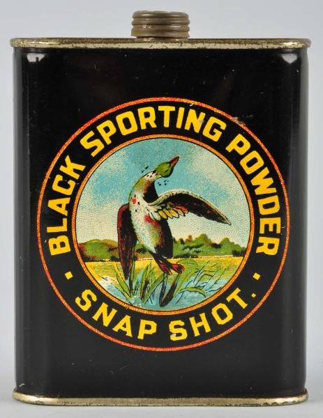 BLACK SPORTING POWDER SNAP SHOT GUN POWDER TIN.   