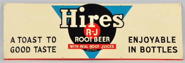 EMBOSSED TIN HIRES ROOT BEER HORIZONTAL SIGN.     