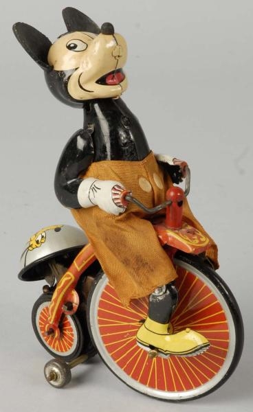 TIN LINEMAR DISNEY MICKEY ON BICYCLE WIND-UP TOY. 