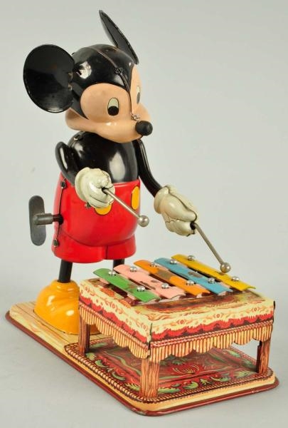 TIN LINEMAR MICKEY XYLOPHONE WIND-UP TOY.         