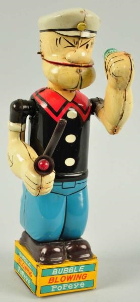 TIN LINEMAR POPEYE BUBBLE BLOWING WIND-UP TOY.    