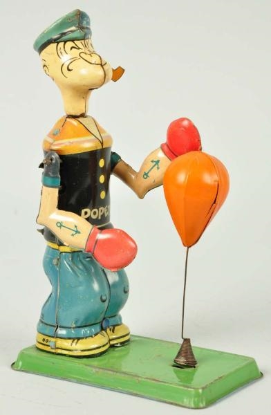 TIN LITHO CHEIN POPEYE FLOOR PUNCHING WIND-UP TOY 