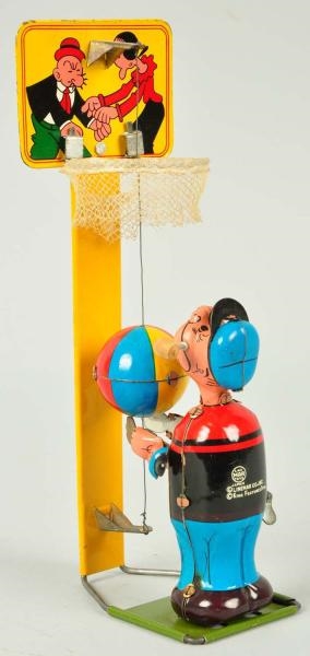 TIN LINEMAR POPEYE BASKETBALL PLAYER WIND-UP TOY. 