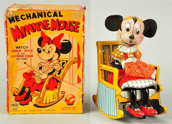 TIN LINEMAR DISNEY MICKEY MOUSE ROCKING CHAIR TOY 