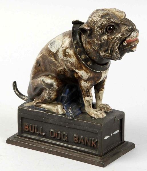 CAST IRON BULL DOG MECHANICAL BANK.               