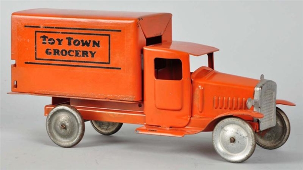 PRESSED STEEL METALCRAFT TOY TOWN GROCERY TRUCK.  