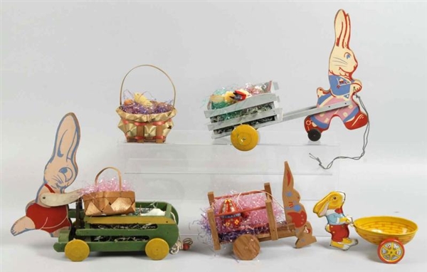 LOT OF 5: VINTAGE RABBIT & EASTER TYPE TOYS.      