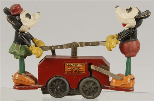 LIONEL MICKEY & MINNIE MOUSE HANDCAR WIND-UP TOY. 
