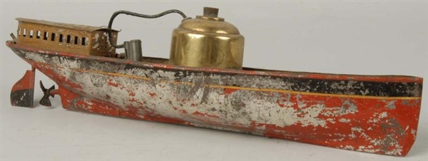 HANDPAINTED TIN LIVE STEAM RIVER BOAT TOY.        