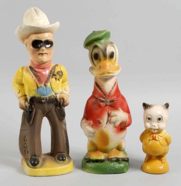 LOT OF 3: CARNIVAL CHARACTER FIGURES.             