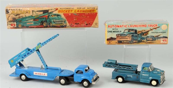 LOT OF 2: ROCKET LAUNCHING TRUCK FRICTION TOYS.   