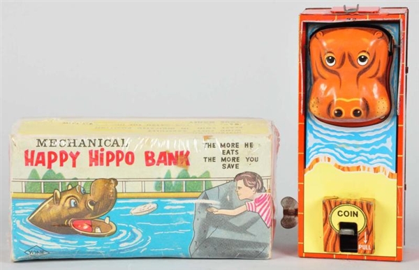 CAST IRON HAPPY HIPPO MECHANICAL BANK.            