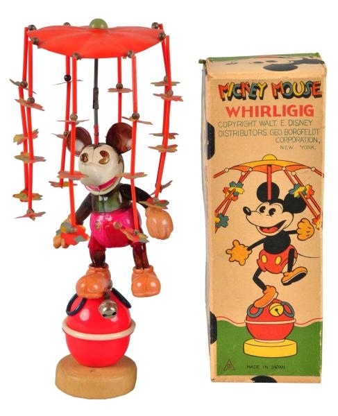 CELLULOID DISNEY MICKEY WHIRLIGIG WIND-UP TOY.    
