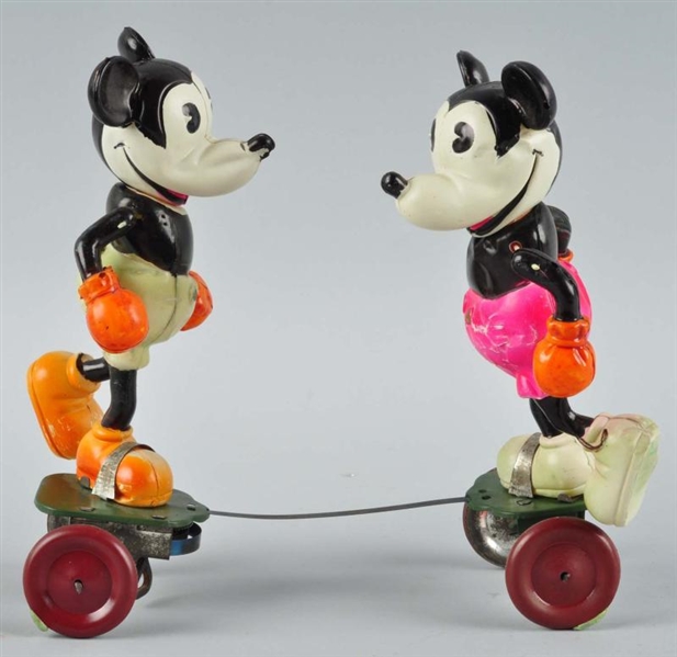 CELLULOID DISNEY MICKEY BOXING WIND-UP TOY.       