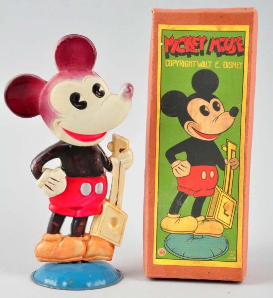 CELLULOID DISNEY MICKEY MOUSE NODDER TOY.         