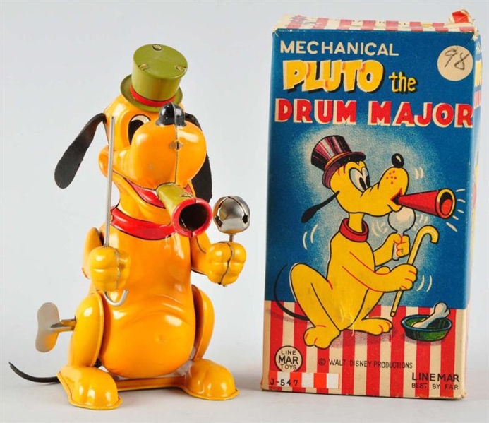 TIN LINEMAR PLUTO THE DRUM MAJOR WIND-UP TOY.     