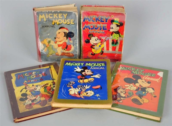 LOT OF 5: WALT DISNEY MICKEY MOUSE ANNUALS.       