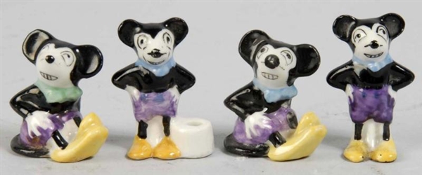 LOT OF 4: BISQUE DISNEY MICKEY MOUSE FIGURES.     