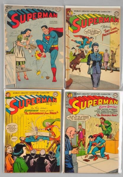 LOT OF 4: 1940S TO 1950S SUPERMAN COMICS.         