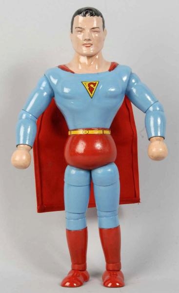 WOODEN IDEAL JOINTED SUPERMAN DOLL FIGURE.        