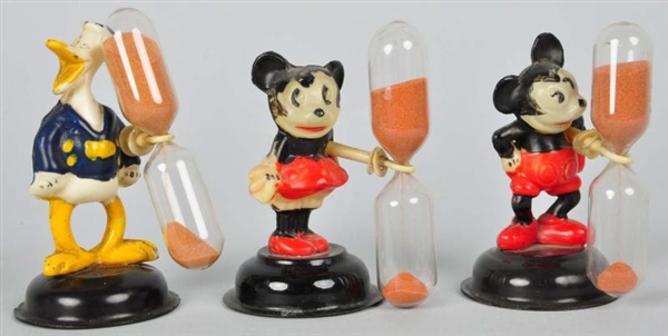 LOT OF 3: CELLULOID DISNEY CHARACTER EGG TIMERS.  