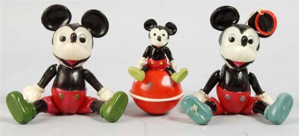 LOT OF 3: CELLULOID DISNEY MICKEY MOUSE ITEMS.    