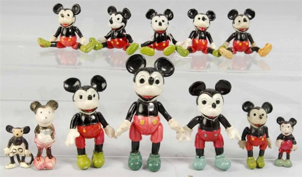 LOT OF 12: CELLULOID DISNEY MICKEY MOUSE FIGURES. 