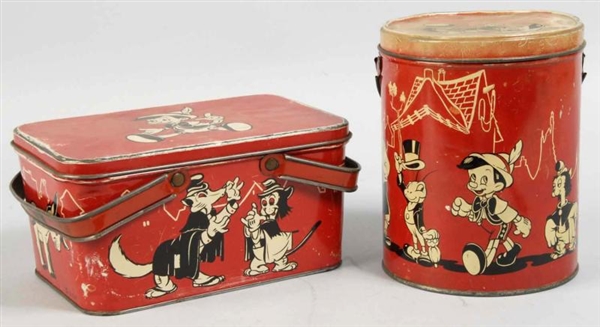 LOT OF 2: TIN DISNEY PINOCCHIO LUNCH BOXES.       