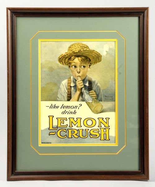1920S CARDBOARD LEMON CRUSH ROCKWELL ARTWORK SIGN 