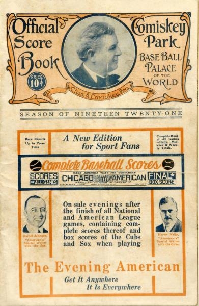 1921 COMISKEY PARK SCORE BOOK/ORANGE CRUSH AD.    