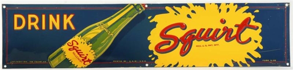 1941 HORIZONTAL EMBOSSED TIN SQUIRT SIGN.         