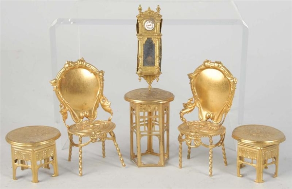 LOT OF 6: ORMOLU DOLL HOUSE FURNITURE PIECES.     