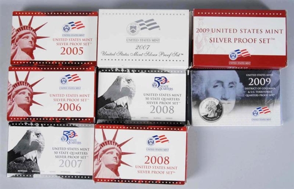 LOT OF 10: SILVER PROOF SETS.                     