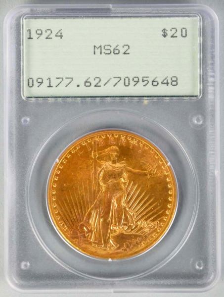 1924 $20 ST. GAUDENS PCGS MS-62 GOLD COIN.        